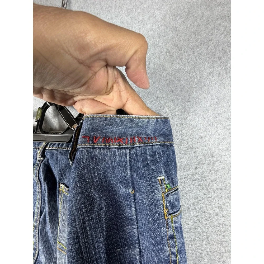Tommy‎ Hilfiger Jeans Womens 18 Blue Hipster Capri Embroidered Flower Stretch